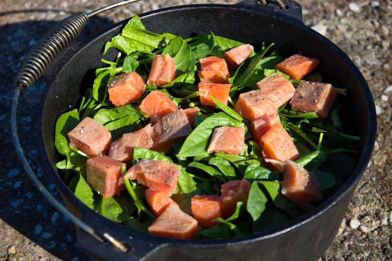 Zubereitung Gnocchi mit Lachs im Dutchoven